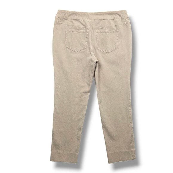 Soft Surroundings Superla Stretch Pants Womens Large Beige Skinny Ankle‎ STAIN - Picture 5 of 9